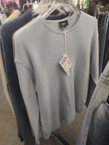 машка сина блуза од мерцелизиран конец