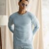 Машка блуза од мерцелизиран конец во сина боја машка сина блуза од мерцелизиран конец