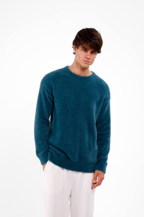 машка сина блуза со мека текстура