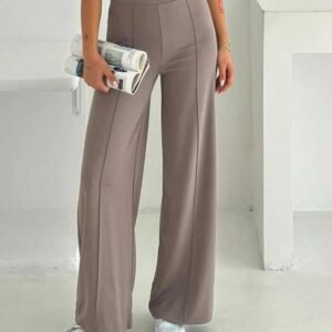 женски панталони од модал со широк крој во боја макијато