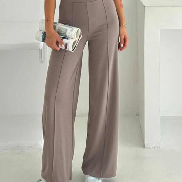 Женски панталони со широк крој од модал женски панталони од модал со широк крој во боја макијато