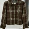 женска каро јакна shacket во кафеава и зелена боја
