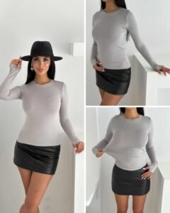 женска блуза full lycra во светло сива боја