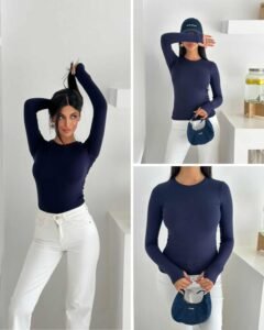 женска блуза full lycra во тегет боја