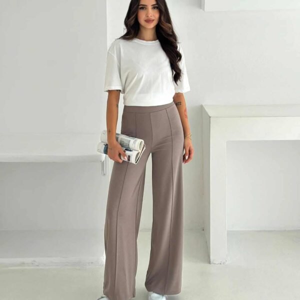 Женски панталони со широк крој од модал женски панталони од модал со широк крој во боја макијато