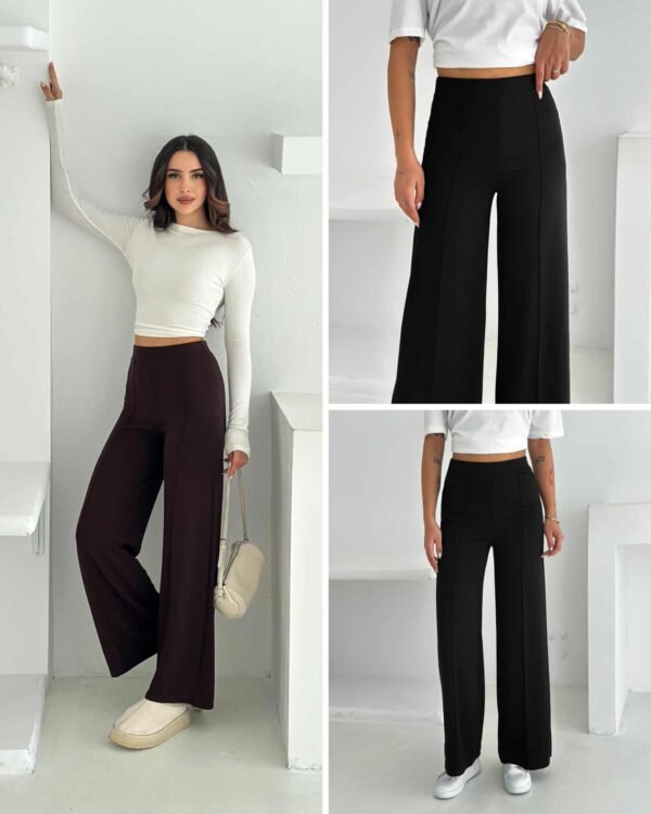 Женски панталони со широк крој од модал женски панталони од модал со широк крој во црна боја