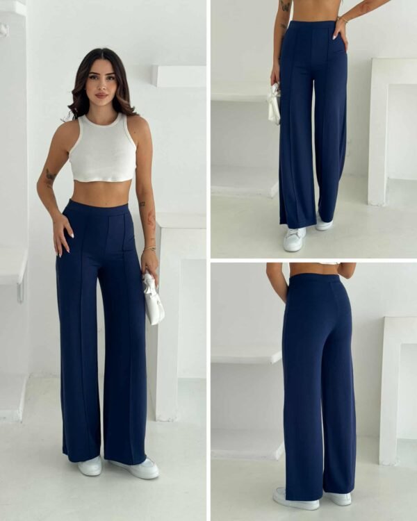 Женски панталони со широк крој од модал женски панталони од модал со широк крој во тегет боја