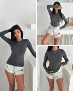 женска блуза full lycra во антрацит боја